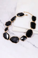 Geometrical Shape Zinc Alloy Frame Resin Necklace - Flyclothing LLC