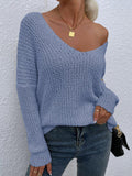 Rib-Knit V-Neck Tunic Sweater - Flyclothing LLC