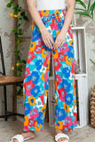 Printed Drawstring Wide Leg Pants - Trendsi