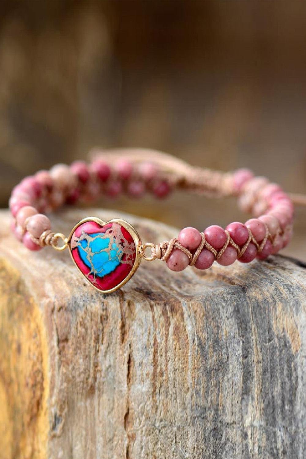 Handmade Heart Shape Natural Stone Bracelet - Flyclothing LLC