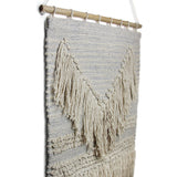 Handwoven Boho Wall Hanging, Blue Grey with Cream Fringe - Flyclothing LLC