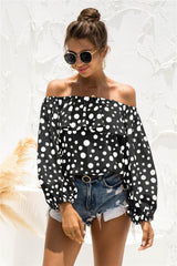 Polka Dot Off-Shoulder Layered Blouse - Flyclothing LLC