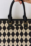 David Jones Argyle Pattern PU Leather Handbag - Flyclothing LLC