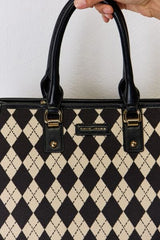 David Jones Argyle Pattern PU Leather Handbag - Trendsi