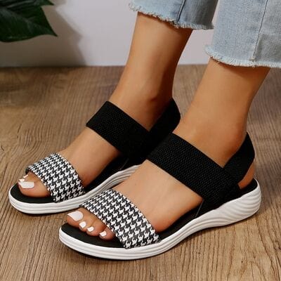 PU Leather Open Toe Low Heel Sandals - Trendsi