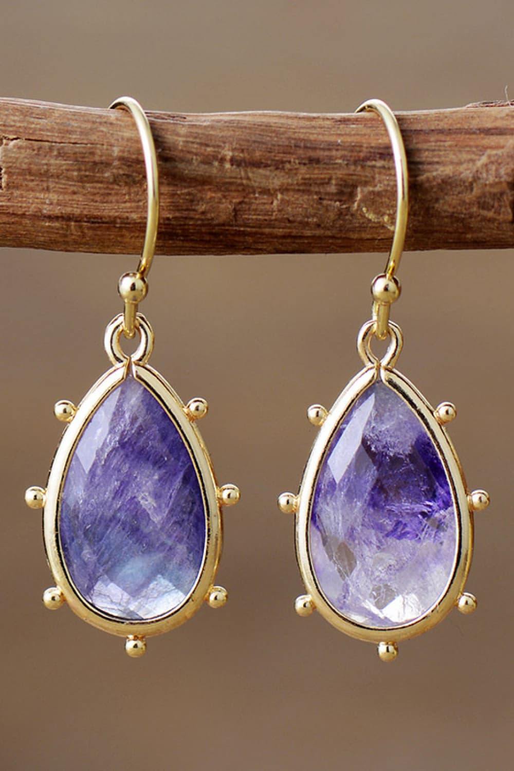 Natural Stone Teardrop Earrings - Flyclothing LLC