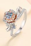 925 Sterling Silver Rose-Shaped Moissanite Ring - Flyclothing LLC