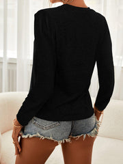 Cutout Long Sleeve Round Neck Top - Trendsi