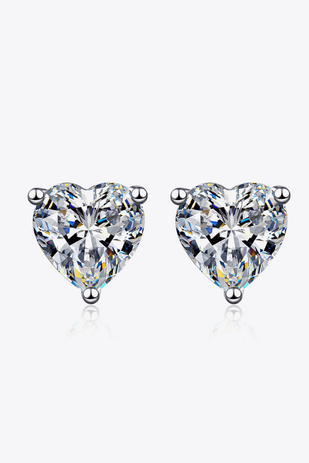 2 Carat Moissanite Heart-Shaped Stud Earrings - Flyclothing LLC