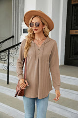 Long Sleeve Hooded Blouse - Flyclothing LLC