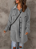 Drop Shoulder Button Down Collared Coat - Flyclothing LLC