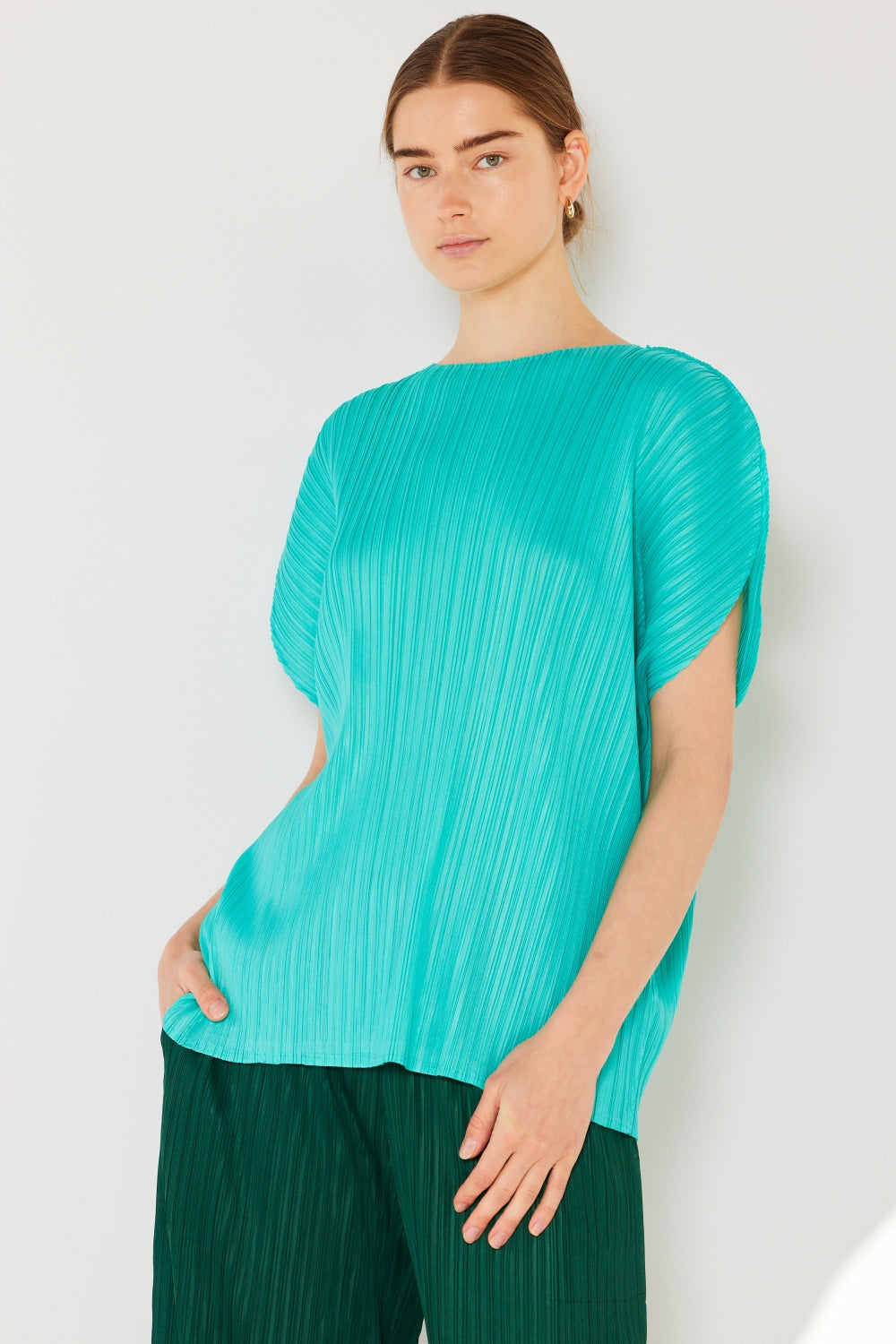 Marina West Swim Rib Pleated Oversized Dolman Sleeve Top - Flyclothing LLC