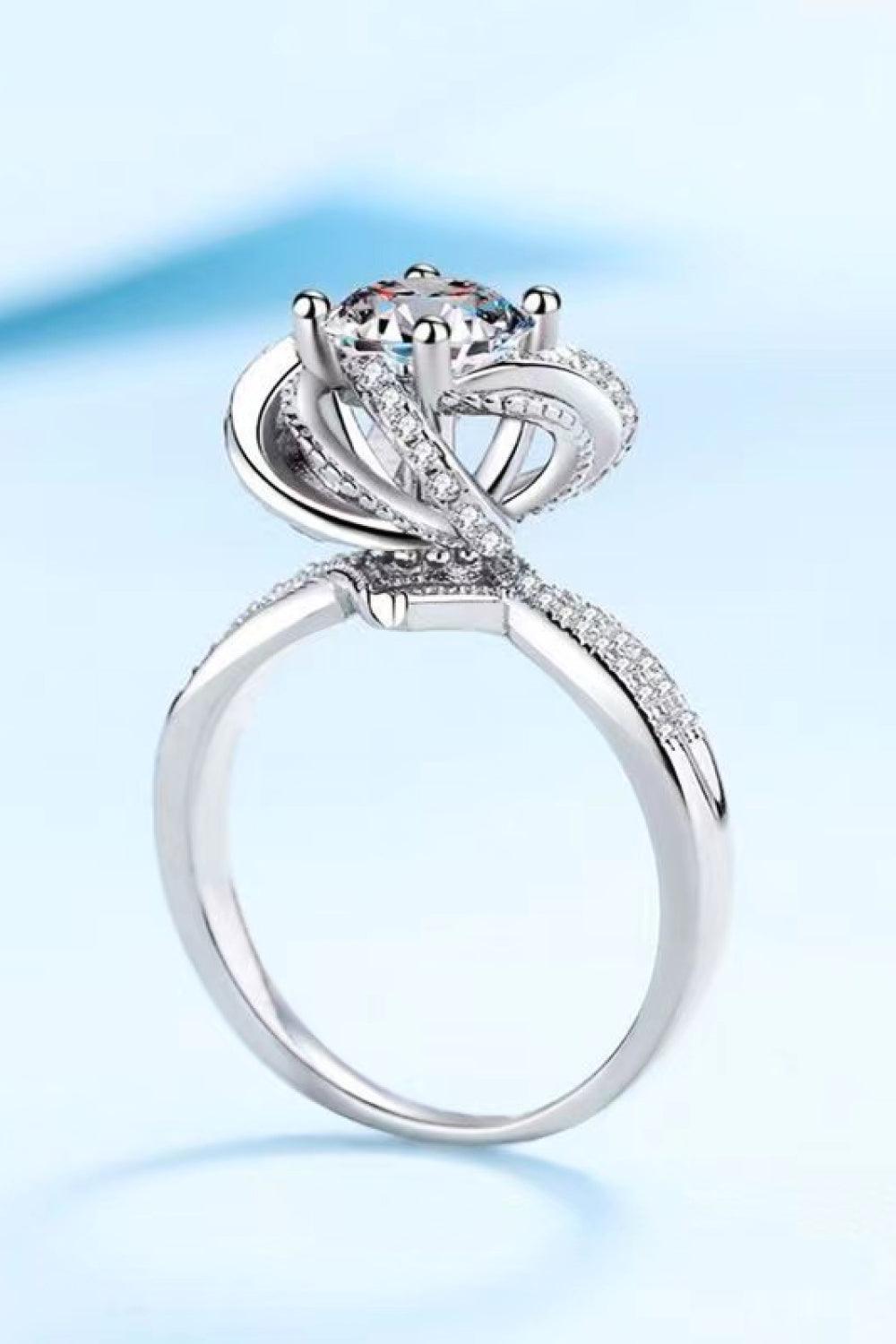 Moissanite Floral 18K Platinum-Plated Ring - Flyclothing LLC