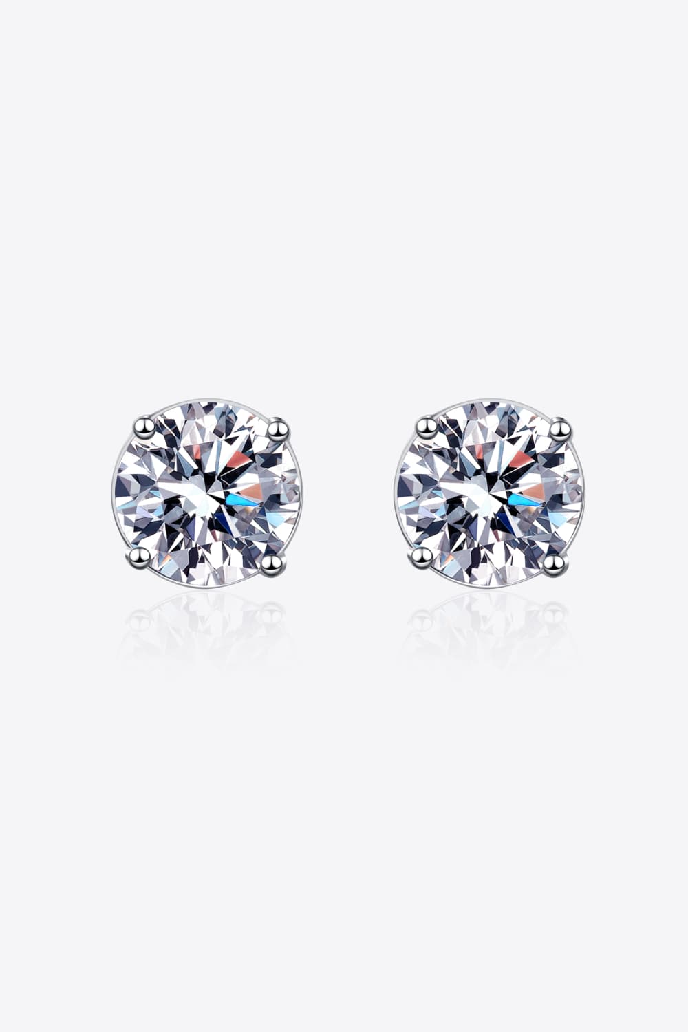 2 Carat Moissanite Rhodium-Plated Stud Earrings - Flyclothing LLC