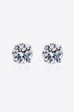 2 Carat Moissanite Rhodium-Plated Stud Earrings - Flyclothing LLC