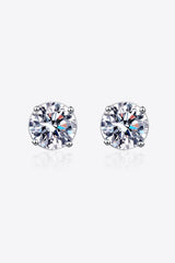 2 Carat Moissanite Rhodium-Plated Stud Earrings - Flyclothing LLC