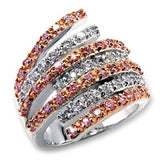 Alamode Rose Gold + Rhodium Brass Ring with AAA Grade CZ in Rose - Alamode