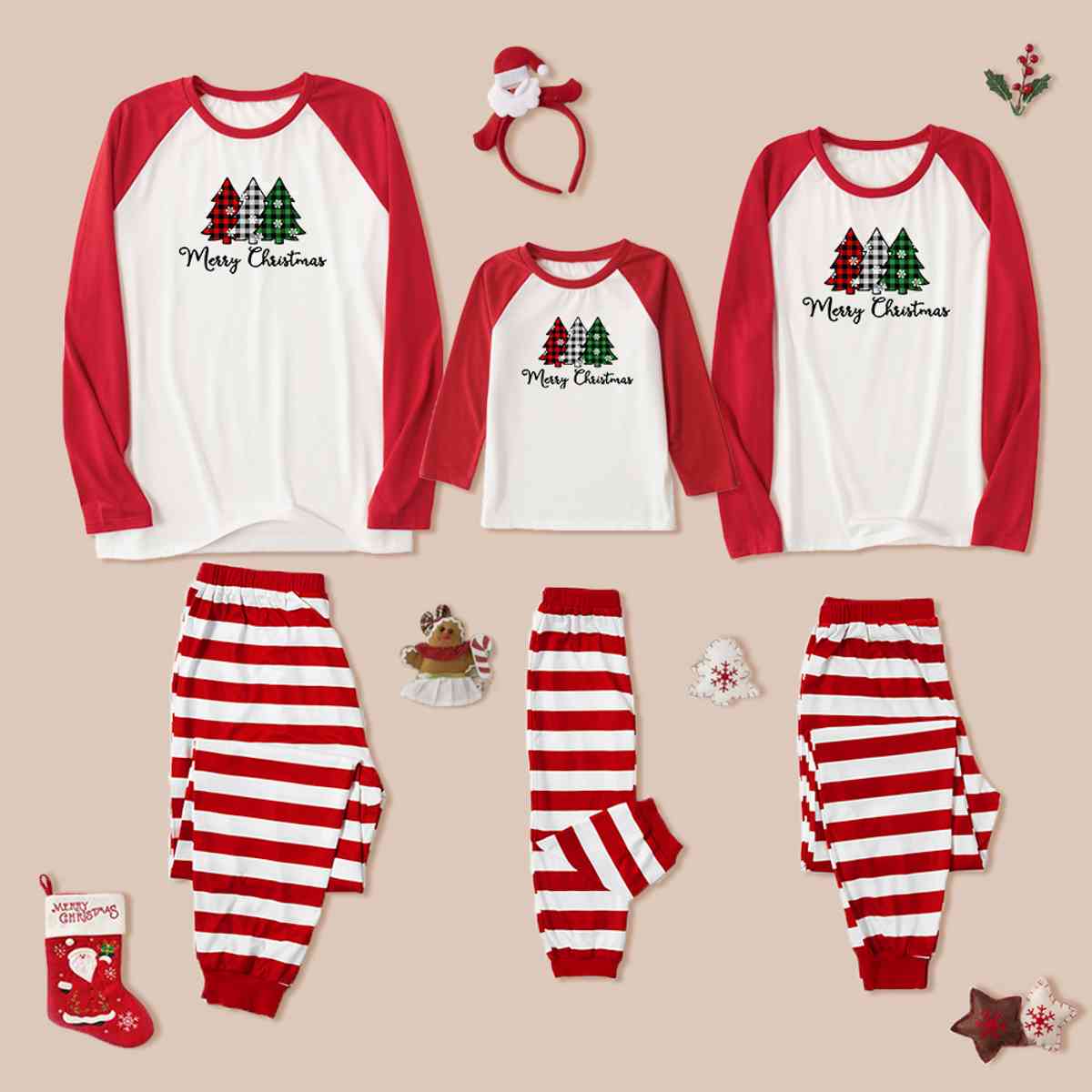 MERRY CHRISTMAS Graphic Top and Striped Pants Set - Flyclothing LLC