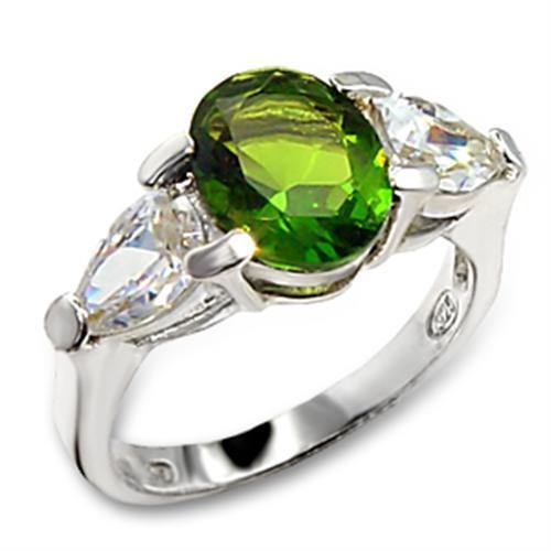 Alamode High-Polished 925 Sterling Silver Ring with Synthetic Spinel in Peridot - Alamode