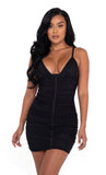 Roma Costume Plunge Ruched Mesh Mini Dress - Flyclothing LLC