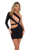 Roma Costume One Sleeve Hollow Out Bandage Mini Dress