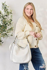 SHOMICO Weaved Vegan Leather Handbag - Trendsi