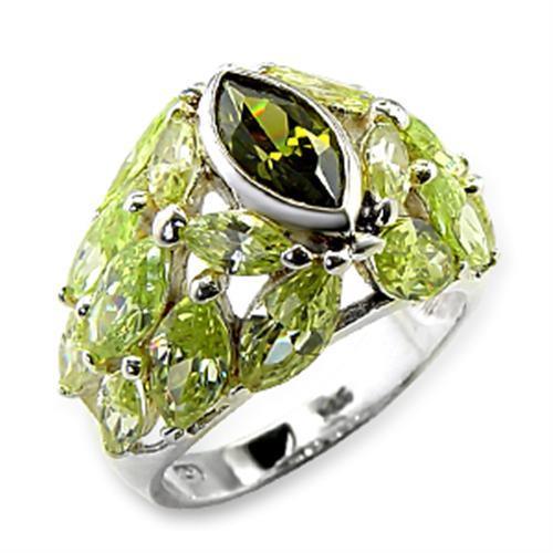 Alamode High-Polished 925 Sterling Silver Ring with AAA Grade CZ in Multi Color - Flyclothing LLC