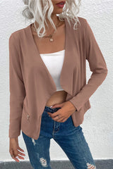 Open Front Zipper Pocket Cardigan - Flyclothing LLC