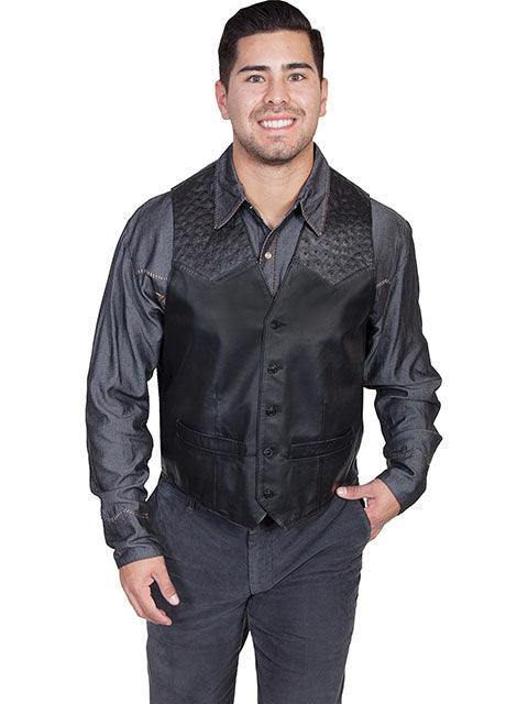 Scully BLACK LAMB W/BLACK OSTRICH TRIM OSTRICH TRIM VEST - Flyclothing LLC