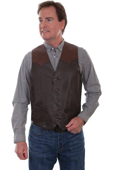 Scully BROWN OSTRICH TRIM VEST - Flyclothing LLC