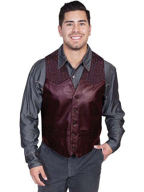 Scully BLACK CHERRY OSTRICH TRIM VEST - Flyclothing LLC