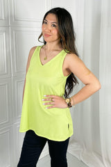 Blumin Apparel Chance of Sun Full Size Ribbed V-Neck Tank in Green - Flyclothing LLC