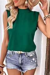 Tied Mock Neck Blouse - Flyclothing LLC