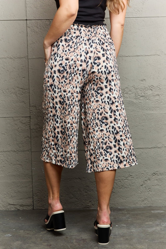 Ninexis Leopard High Waist Flowy Wide Leg Pants with Pockets - Flyclothing LLC