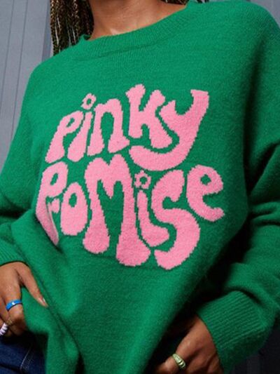 PINKY PROMISE Round Neck Sweater - Flyclothing LLC