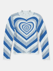 Heart Mock Neck Long Sleeve Sweater - Flyclothing LLC