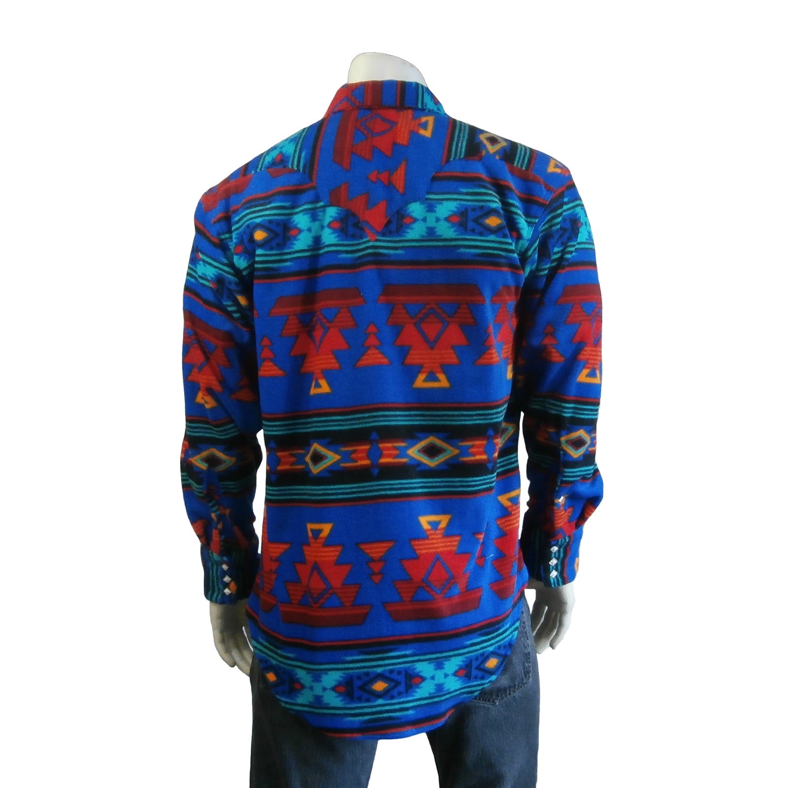 Rockmount Clothing Men's Native Pattern Fleece Western Shirt in Blue & Red - Flyclothing LLC
