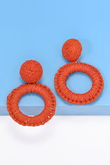 Round Shape Raffia Grass Dangle Earrings - Flyclothing LLC