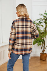 Collared Plaid Shacket - Flyclothing LLC