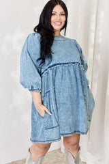 HEYSON Full Size Oversized Denim Babydoll Dress - Flyclothing LLC