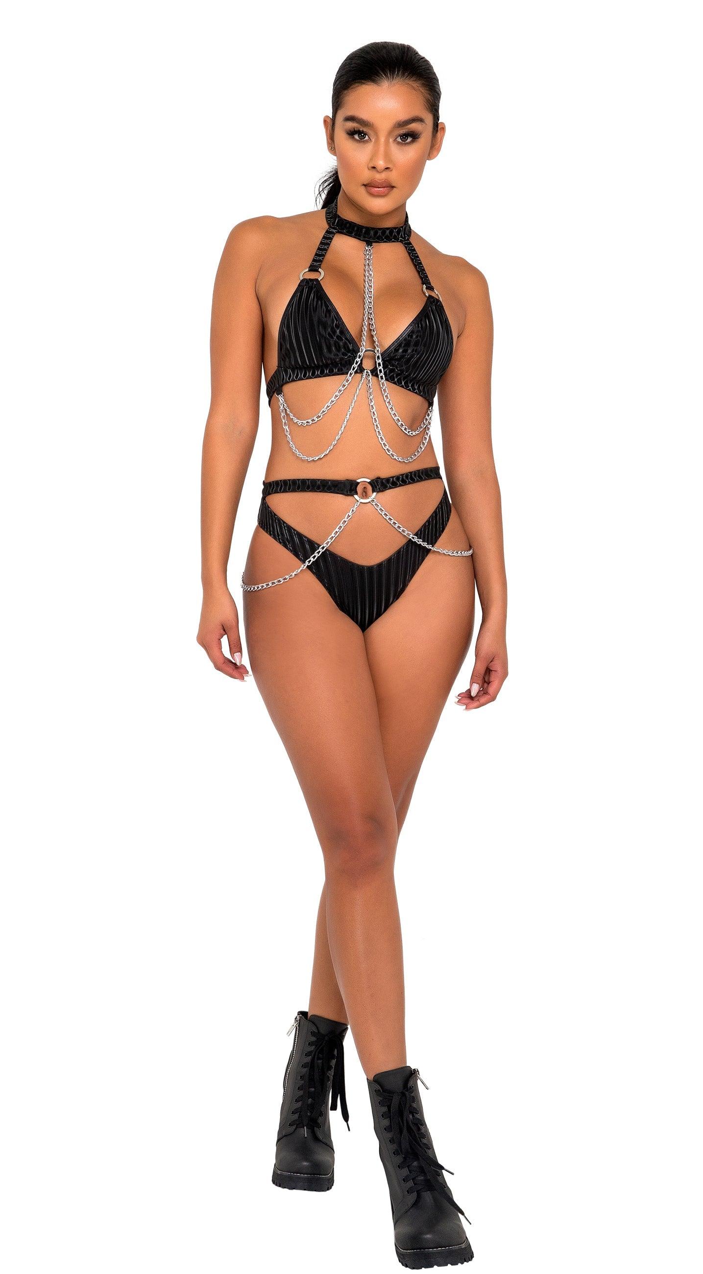 Roma Costume Bikini Top with Ring and Chain - Flyclothing LLC