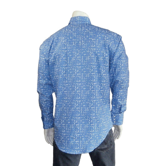 Rockmount Clothing Men's Vintage Blue Ikat Print Western Shirt - Rockmount Clothing