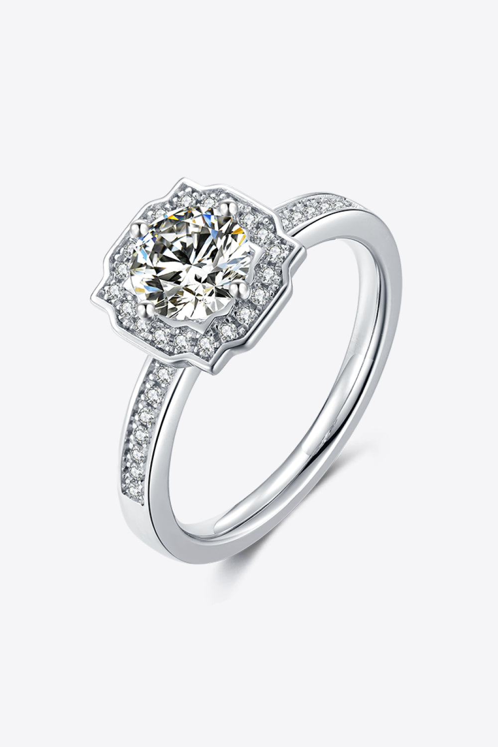 1 Carat Moissanite 925 Sterling Silver Halo Ring - Flyclothing LLC