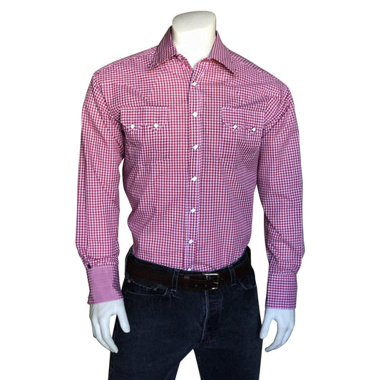 Rockmount Ranch Wear Mens Slim Fit Red Gingham Western Shirt - Rockmount Clothing