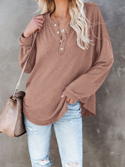 Buttoned Drop Shoulder Top