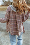 Plaid Long Sleeve Hooded Jacket - Flyclothing LLC