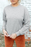 Drop Shoulder Ribbed Trim Sweatshirt - Flyclothing LLC