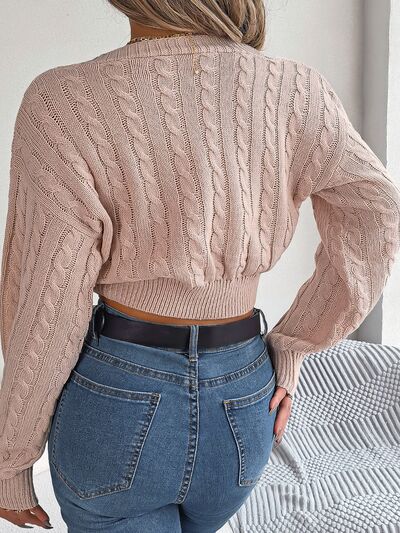 Twisted Cable-Knit V-Neck Sweater - Flyclothing LLC