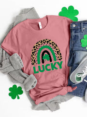 LUCKY Round Neck Short Sleeve T-Shirt - Flyclothing LLC