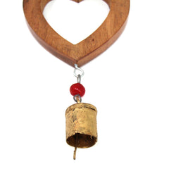 Handcrafted Wood Heart Chime with Recycled Iron Bell - Flyclothing LLC